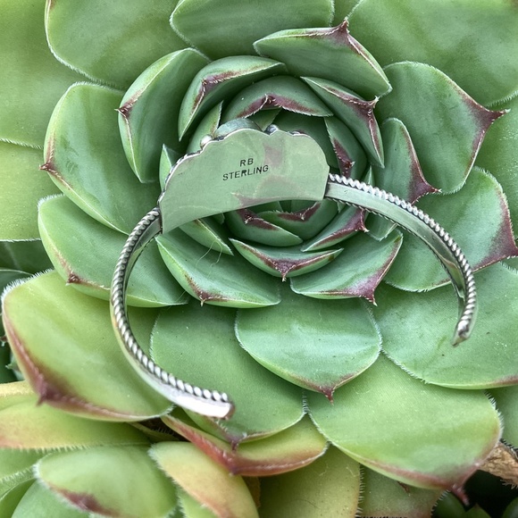 Signed Richard Begay Native American Sterling & Turquoise Baby/Toddler Cuff - Picture 5 of 7